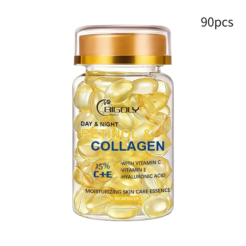 Retinol Collagen Essence Ampoules (90pcs) | Anti-Aging Face Serum for Firming & Moisturizing