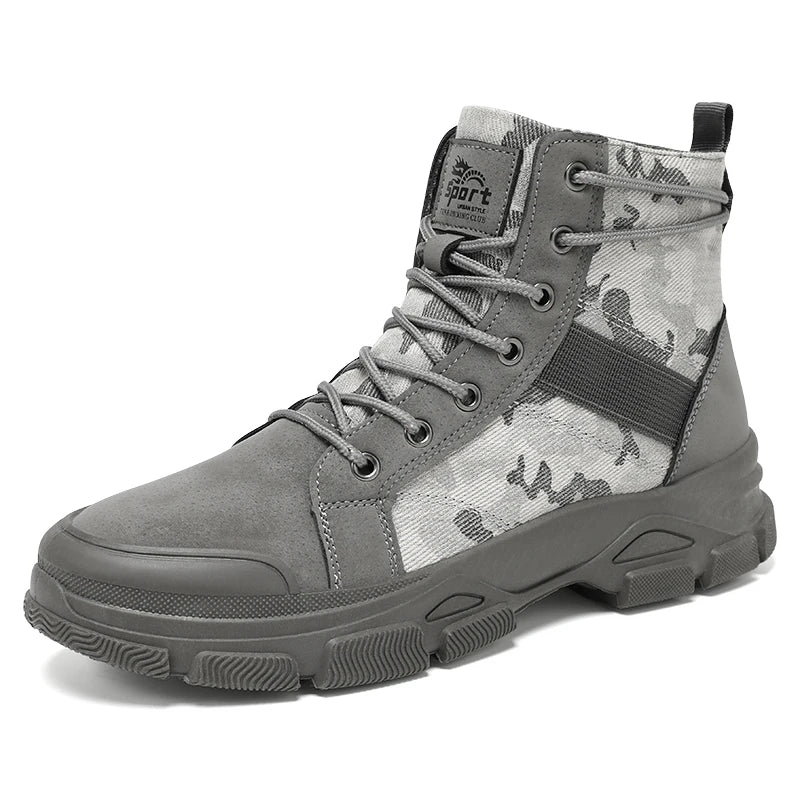 Military Boots for Men Autumn High Top Camouflage Desert Casual Flats Mens Boot Breathable Non Slip Work Shoes Zapatillas Hombre by PETAL & GLOW