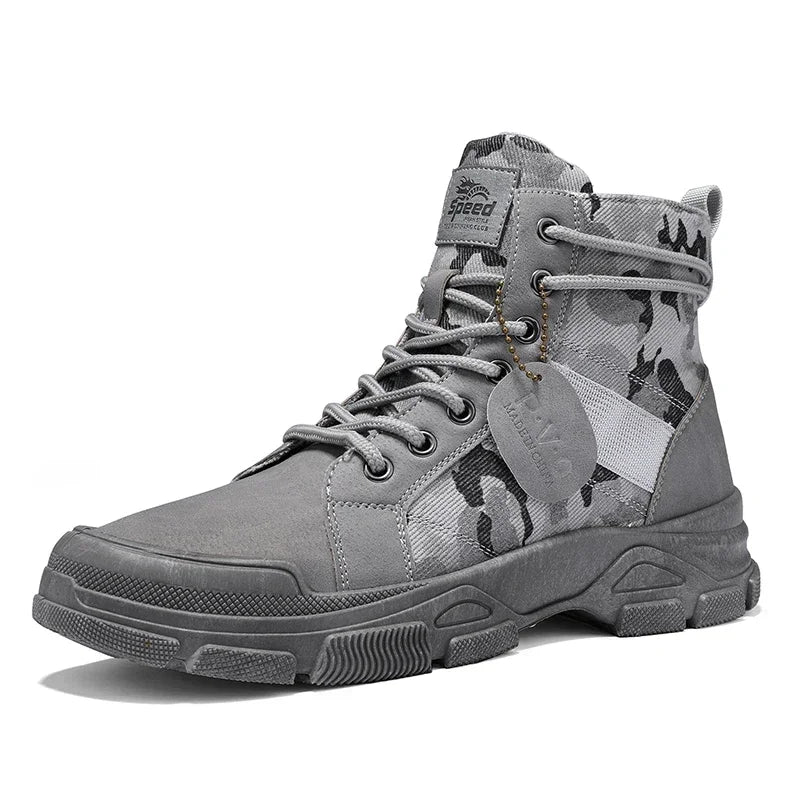 Military Boots for Men Autumn High Top Camouflage Desert Casual Flats Mens Boot Breathable Non Slip Work Shoes Zapatillas Hombre by PETAL & GLOW