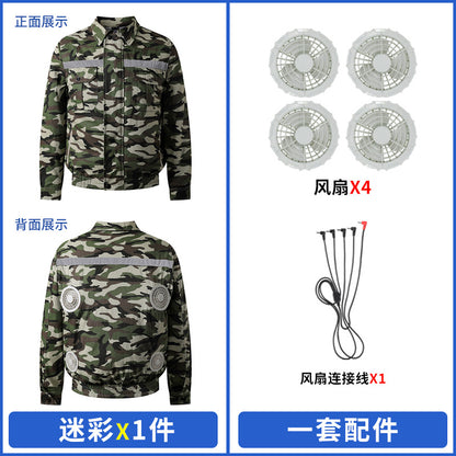 Summer Four-Fan Air-Conditioned Clothing Cooling and Refrigeration Reflective Sun Protection Clothing with Fan Outdoor Labor Protection Work Clothes