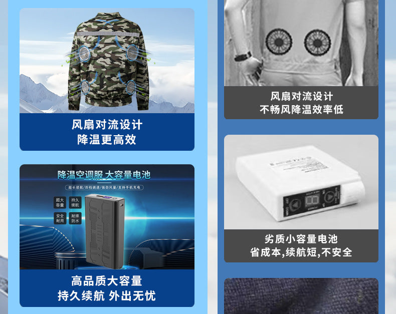 Summer Four-Fan Air-Conditioned Clothing Cooling and Refrigeration Reflective Sun Protection Clothing with Fan Outdoor Labor Protection Work Clothes