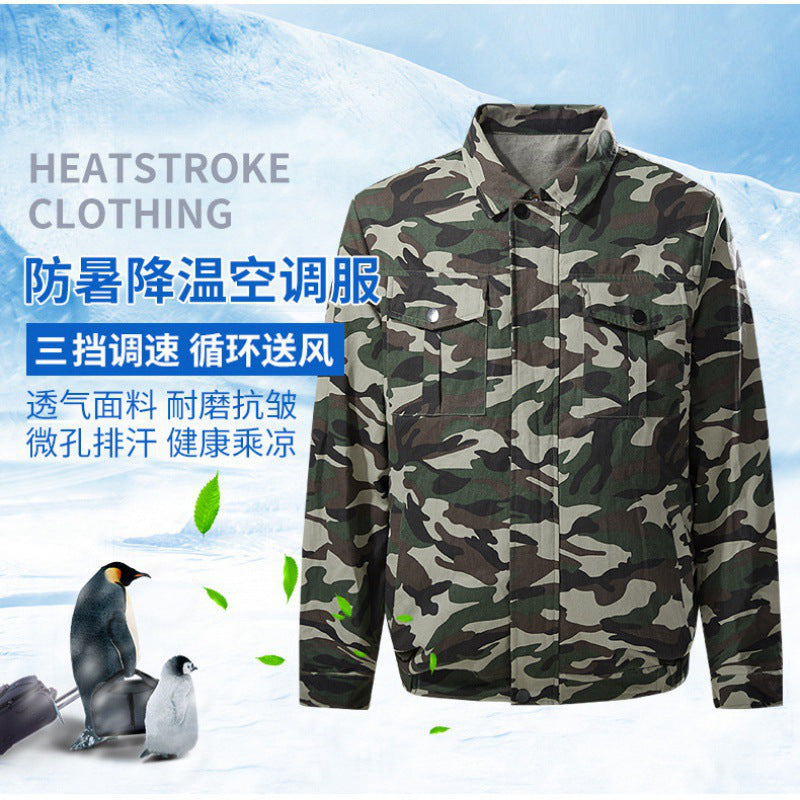 Summer Air Conditioning Clothing Cooling with Four Fans Clothing Outdoor High Temperature Heat Prevention Charging Refrigeration Electric Welding Labor Protection Work Clothes