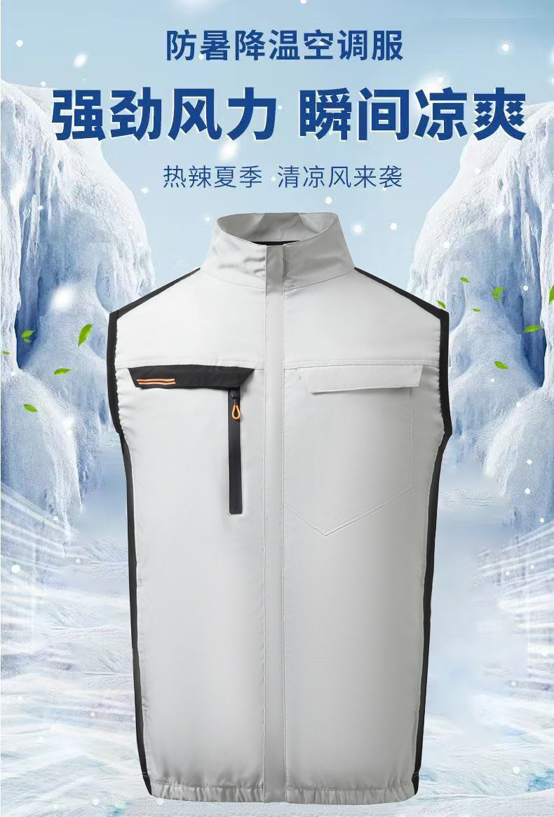 Cross-border Summer New Air Conditioning Clothing Hooded Tooling Short-sleeved Cooling Fan Clothing Outdoor Summer Prevention Work Clothes for Men