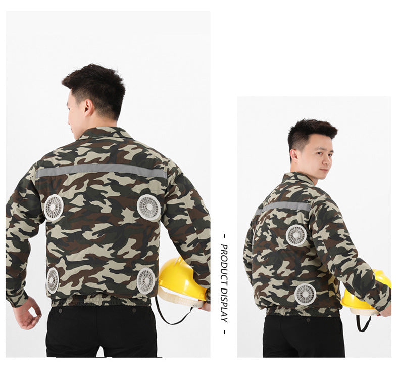 Summer Four-Fan Air-Conditioned Clothing Cooling and Refrigeration Reflective Sun Protection Clothing with Fan Outdoor Labor Protection Work Clothes