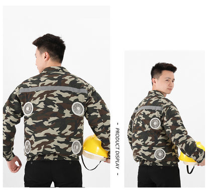 Summer Four-Fan Air-Conditioned Clothing Cooling and Refrigeration Reflective Sun Protection Clothing with Fan Outdoor Labor Protection Work Clothes