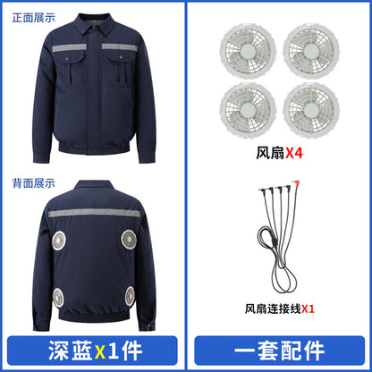 Summer Four-Fan Air-Conditioned Clothing Cooling and Refrigeration Reflective Sun Protection Clothing with Fan Outdoor Labor Protection Work Clothes