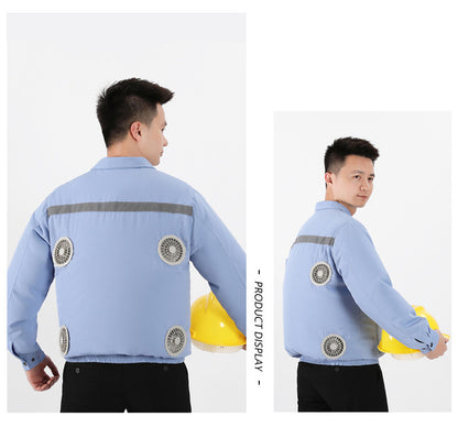 Summer Four-Fan Air-Conditioned Clothing Cooling and Refrigeration Reflective Sun Protection Clothing with Fan Outdoor Labor Protection Work Clothes