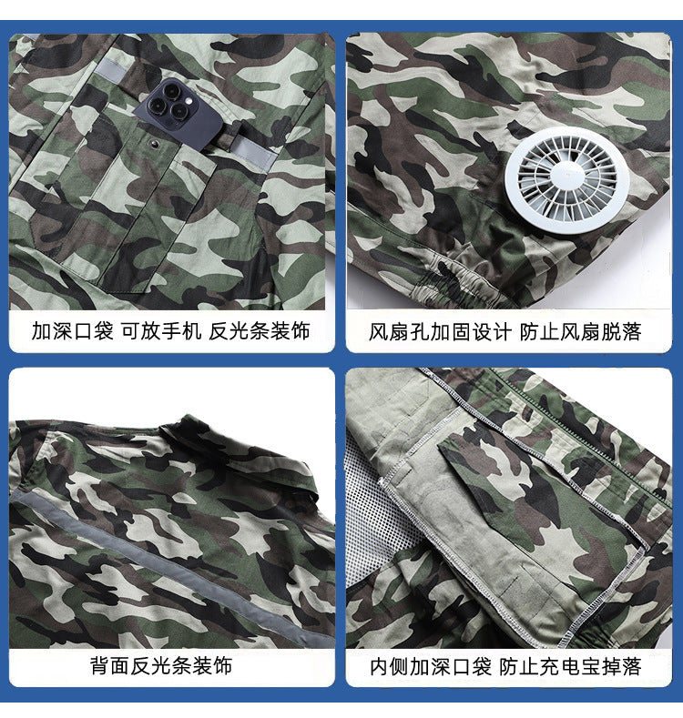 純綿溶接服ファン服空調服メンズ夏の暑さ対策ファン服冷蔵労働保護作業服