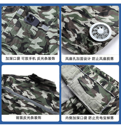 純綿溶接服ファン服空調服メンズ夏の暑さ対策ファン服冷蔵労働保護作業服