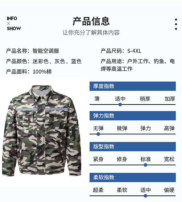 純綿溶接服ファン服空調服メンズ夏の暑さ対策ファン服冷蔵労働保護作業服
