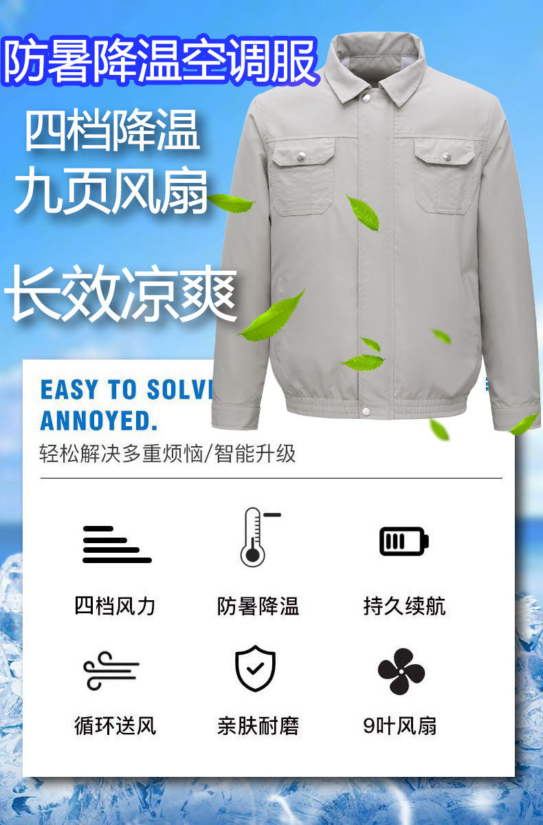 Summer Air Conditioning Clothing Cooling with Four Fans Clothing Outdoor High Temperature Heat Prevention Charging Refrigeration Electric Welding Labor Protection Work Clothes
