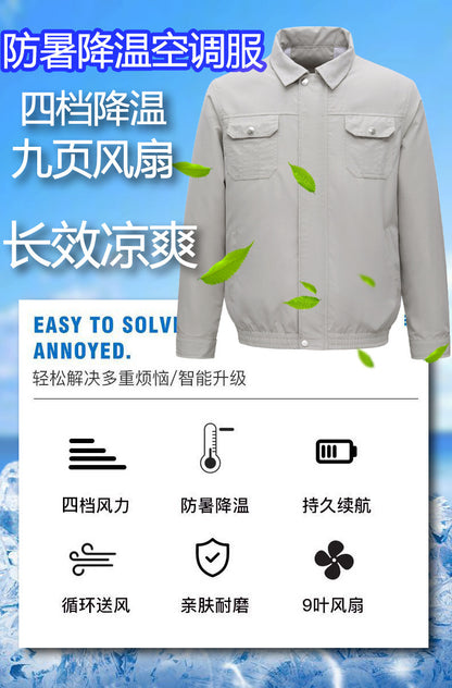 Summer Air Conditioning Clothing Cooling with Four Fans Clothing Outdoor High Temperature Heat Prevention Charging Refrigeration Electric Welding Labor Protection Work Clothes