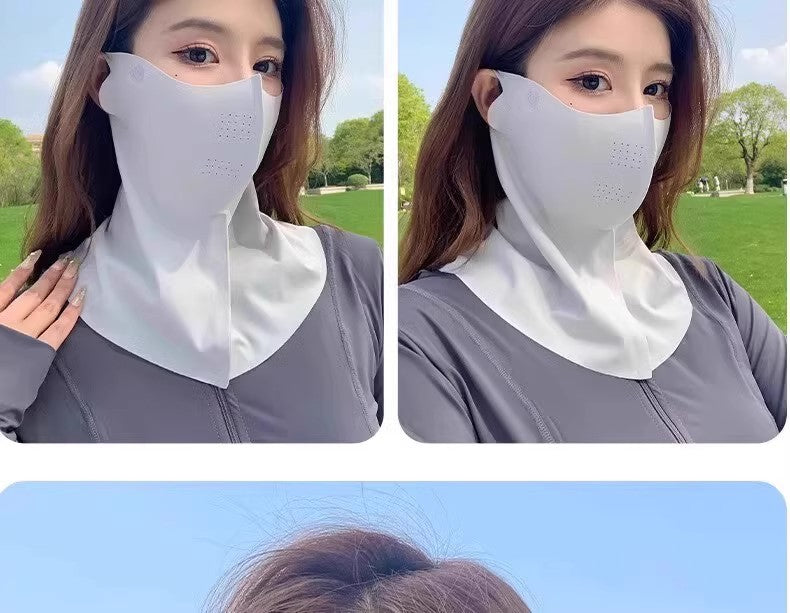 3D Neck Protection Sunscreen Mask Upf Anti-Ultraviolet Women's Face Kini Driving Ice Silk Breathable Summer Full Face