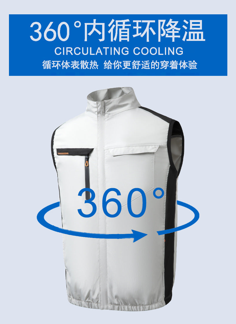 Cross-border Summer New Air Conditioning Clothing Hooded Tooling Short-sleeved Cooling Fan Clothing Outdoor Summer Prevention Work Clothes for Men
