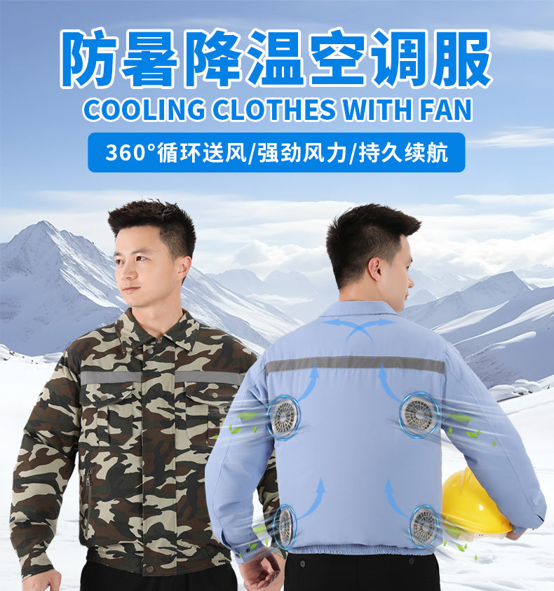Summer Four-Fan Air-Conditioned Clothing Cooling and Refrigeration Reflective Sun Protection Clothing with Fan Outdoor Labor Protection Work Clothes