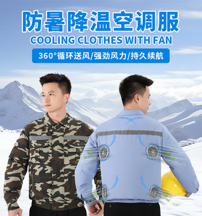 Summer Four-Fan Air-Conditioned Clothing Cooling and Refrigeration Reflective Sun Protection Clothing with Fan Outdoor Labor Protection Work Clothes