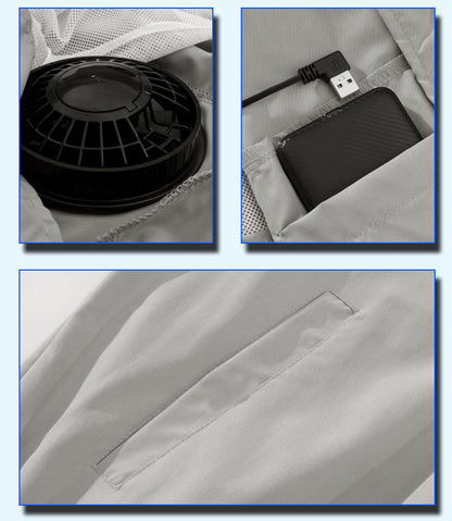 Summer Air Conditioning Clothing Cooling with Four Fans Clothing Outdoor High Temperature Heat Prevention Charging Refrigeration Electric Welding Labor Protection Work Clothes