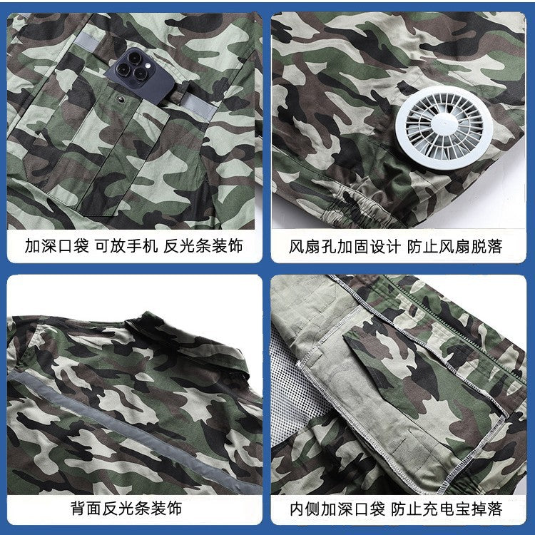 純綿溶接服ファン服空調服メンズ夏の暑さ対策ファン服冷蔵労働保護作業服