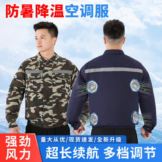Summer Four-Fan Air-Conditioned Clothing Cooling and Refrigeration Reflective Sun Protection Clothing with Fan Outdoor Labor Protection Work Clothes