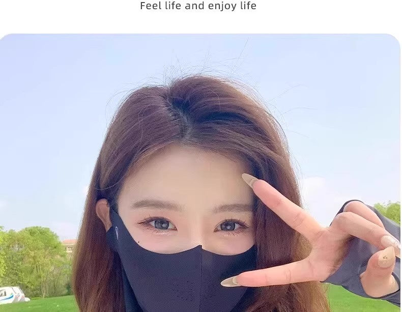 3D Neck Protection Sunscreen Mask Upf Anti-Ultraviolet Women's Face Kini Driving Ice Silk Breathable Summer Full Face