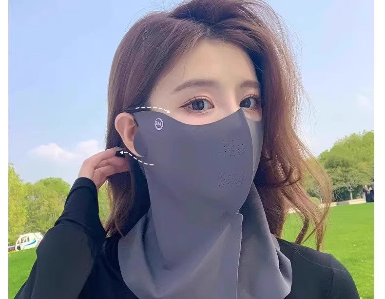 3D Neck Protection Sunscreen Mask Upf Anti-Ultraviolet Women's Face Kini Driving Ice Silk Breathable Summer Full Face