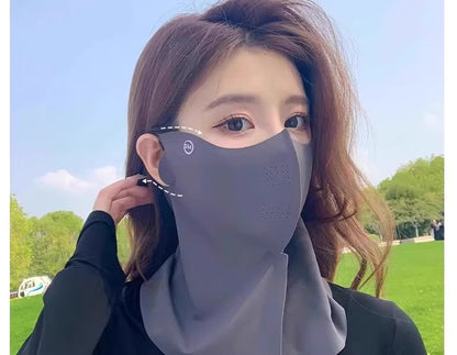 3D Neck Protection Sunscreen Mask Upf Anti-Ultraviolet Women's Face Kini Driving Ice Silk Breathable Summer Full Face