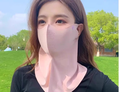 3D Neck Protection Sunscreen Mask Upf Anti-Ultraviolet Women's Face Kini Driving Ice Silk Breathable Summer Full Face