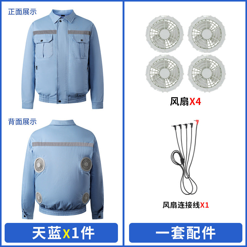 Summer Four-Fan Air-Conditioned Clothing Cooling and Refrigeration Reflective Sun Protection Clothing with Fan Outdoor Labor Protection Work Clothes