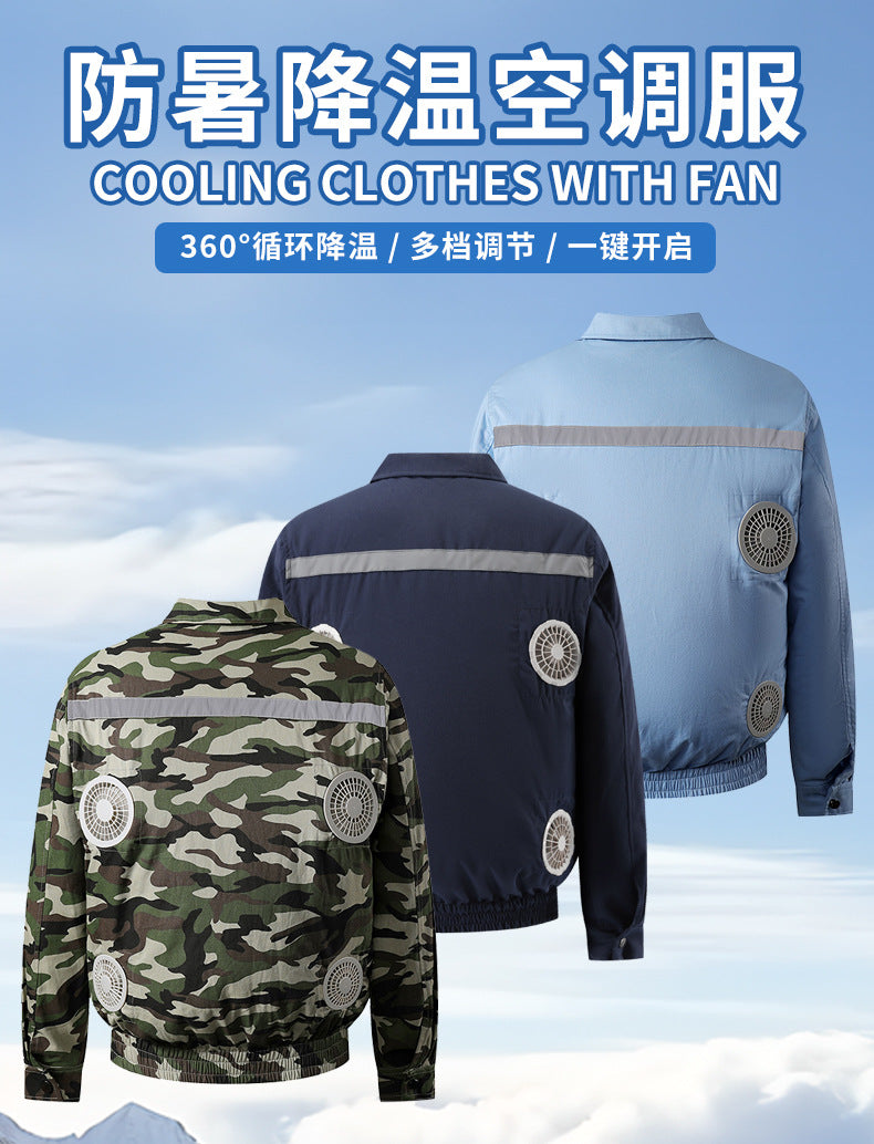 Summer Four-Fan Air-Conditioned Clothing Cooling and Refrigeration Reflective Sun Protection Clothing with Fan Outdoor Labor Protection Work Clothes
