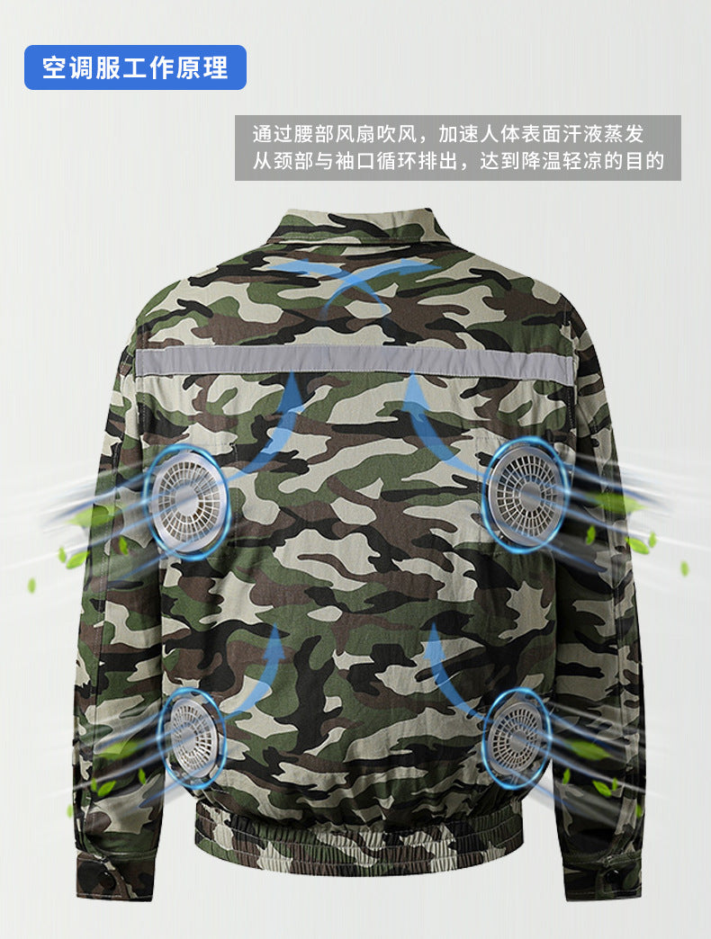 Summer Four-Fan Air-Conditioned Clothing Cooling and Refrigeration Reflective Sun Protection Clothing with Fan Outdoor Labor Protection Work Clothes