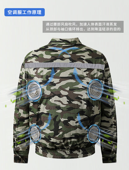 Summer Four-Fan Air-Conditioned Clothing Cooling and Refrigeration Reflective Sun Protection Clothing with Fan Outdoor Labor Protection Work Clothes
