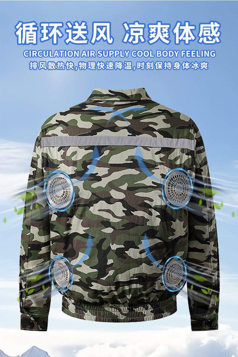 Summer Four-Fan Air-Conditioned Clothing Cooling and Refrigeration Reflective Sun Protection Clothing with Fan Outdoor Labor Protection Work Clothes