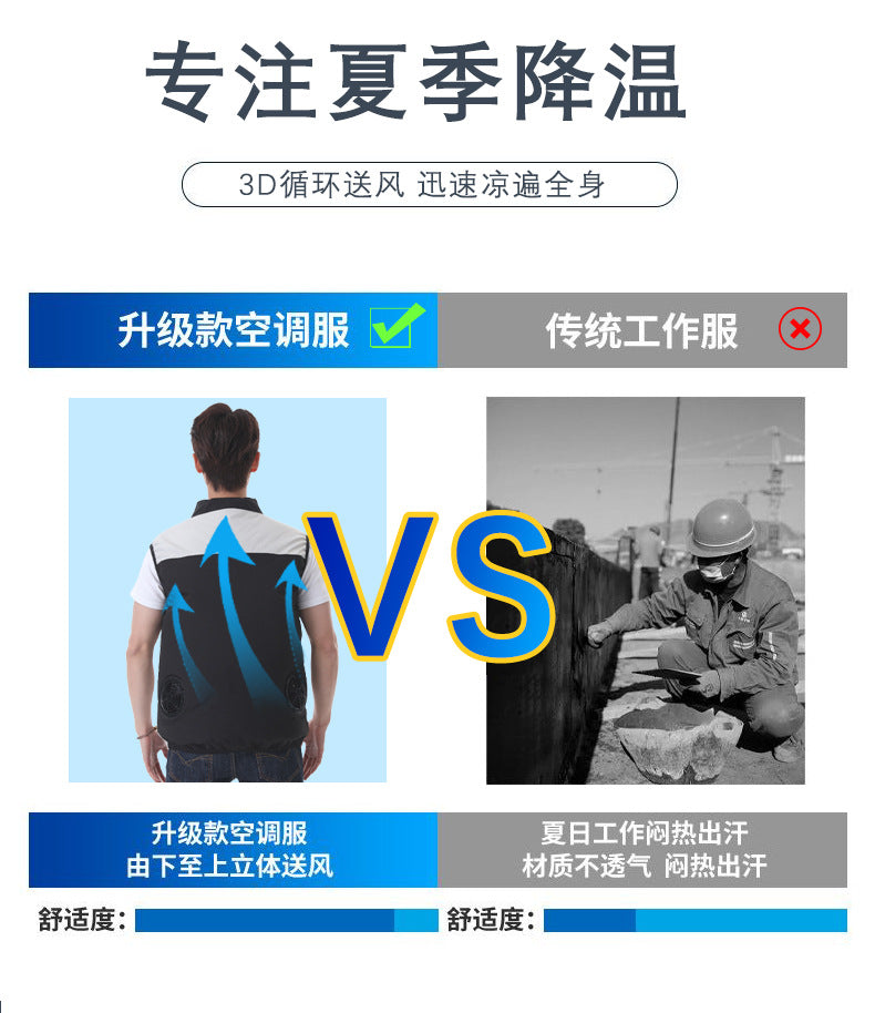 Cross-border Summer New Air Conditioning Clothing Hooded Tooling Short-sleeved Cooling Fan Clothing Outdoor Summer Prevention Work Clothes for Men