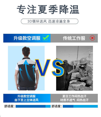Cross-border Summer New Air Conditioning Clothing Hooded Tooling Short-sleeved Cooling Fan Clothing Outdoor Summer Prevention Work Clothes for Men