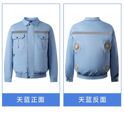 Summer Four-Fan Air-Conditioned Clothing Cooling and Refrigeration Reflective Sun Protection Clothing with Fan Outdoor Labor Protection Work Clothes