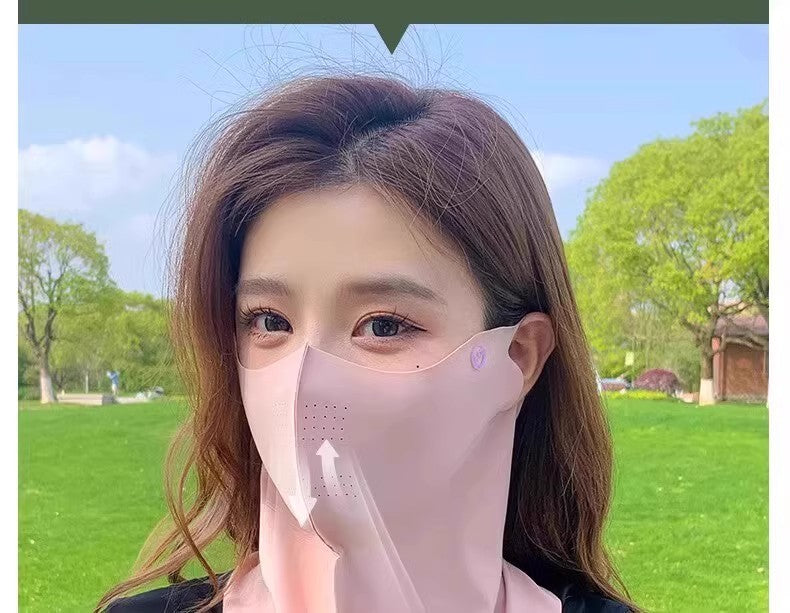 3D Neck Protection Sunscreen Mask Upf Anti-Ultraviolet Women's Face Kini Driving Ice Silk Breathable Summer Full Face