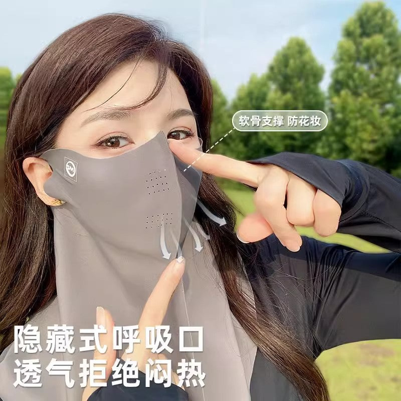 3D Neck Protection Sunscreen Mask Upf Anti-Ultraviolet Women's Face Kini Driving Ice Silk Breathable Summer Full Face