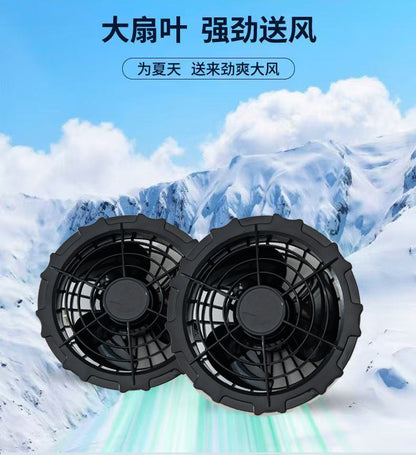 Summer New Three-Hole Fan Air-Conditioning Clothing Outdoor Cooling Sun Protection Hooded Shirt Stand Collar Jacket Work Clothes
