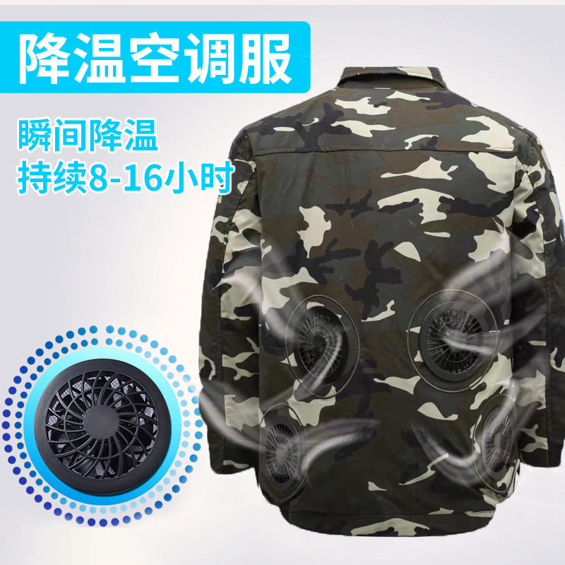 Summer Air Conditioning Clothing Cooling with Four Fans Clothing Outdoor High Temperature Heat Prevention Charging Refrigeration Electric Welding Labor Protection Work Clothes