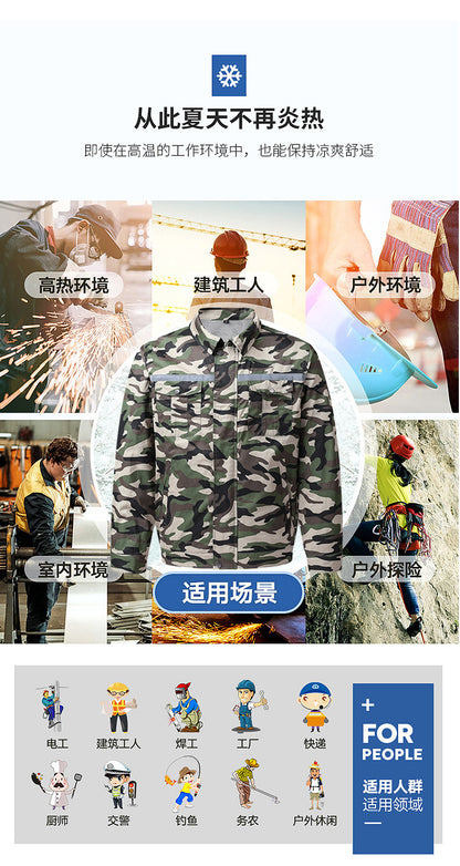 純綿溶接服ファン服空調服メンズ夏の暑さ対策ファン服冷蔵労働保護作業服