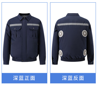 Summer Four-Fan Air-Conditioned Clothing Cooling and Refrigeration Reflective Sun Protection Clothing with Fan Outdoor Labor Protection Work Clothes