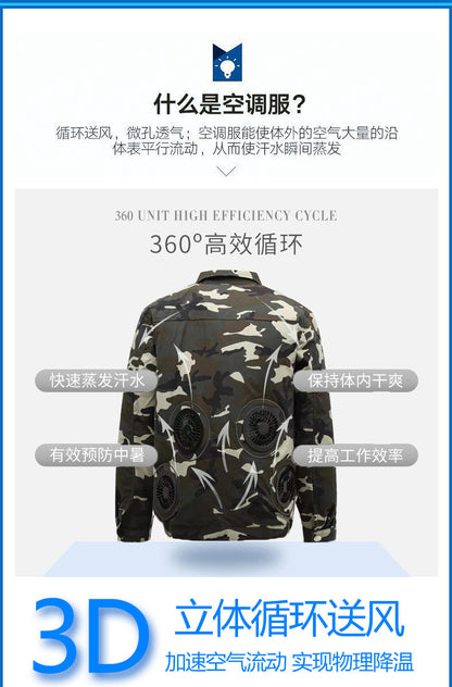 Summer Air Conditioning Clothing Cooling with Four Fans Clothing Outdoor High Temperature Heat Prevention Charging Refrigeration Electric Welding Labor Protection Work Clothes