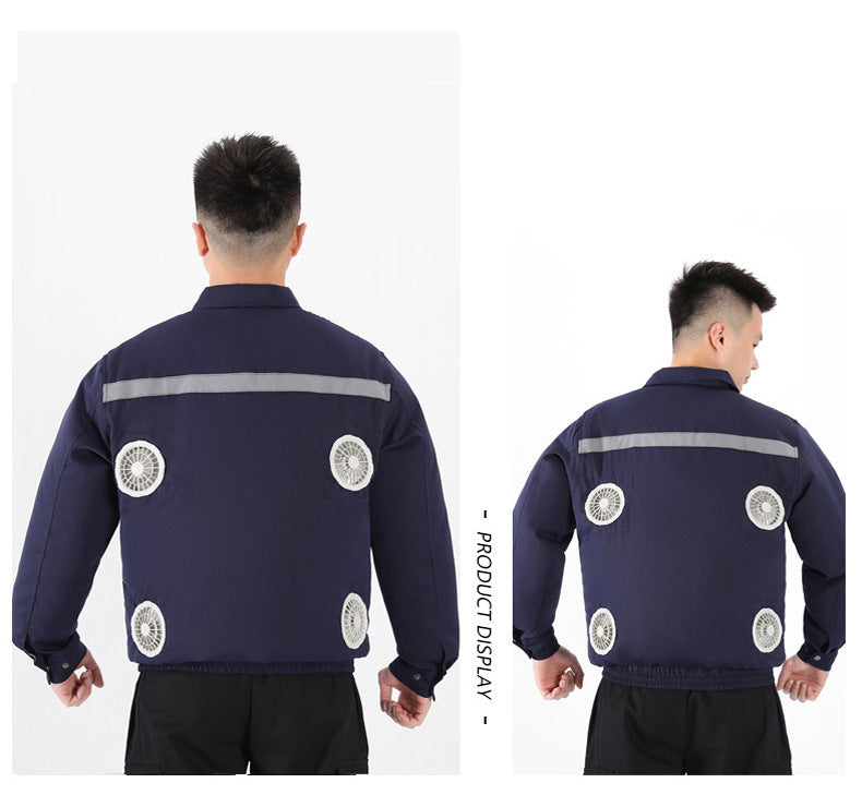 Summer Four-Fan Air-Conditioned Clothing Cooling and Refrigeration Reflective Sun Protection Clothing with Fan Outdoor Labor Protection Work Clothes