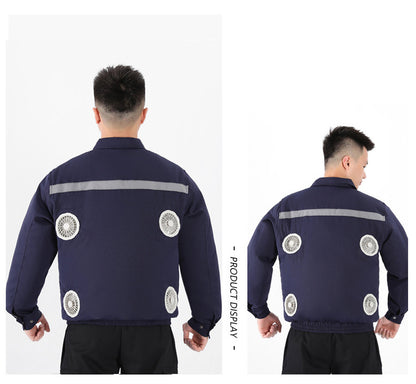 Summer Four-Fan Air-Conditioned Clothing Cooling and Refrigeration Reflective Sun Protection Clothing with Fan Outdoor Labor Protection Work Clothes