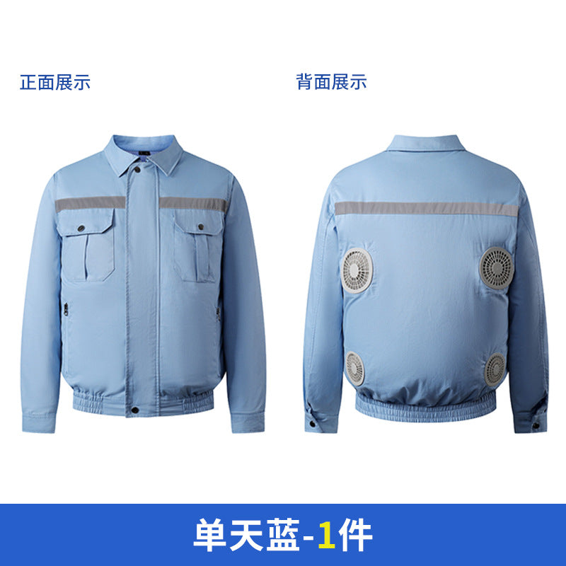 Summer Four-Fan Air-Conditioned Clothing Cooling and Refrigeration Reflective Sun Protection Clothing with Fan Outdoor Labor Protection Work Clothes