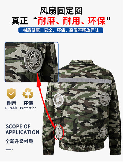 Summer Four-Fan Air-Conditioned Clothing Cooling and Refrigeration Reflective Sun Protection Clothing with Fan Outdoor Labor Protection Work Clothes