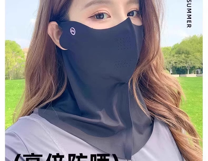 3D Neck Protection Sunscreen Mask Upf Anti-Ultraviolet Women's Face Kini Driving Ice Silk Breathable Summer Full Face