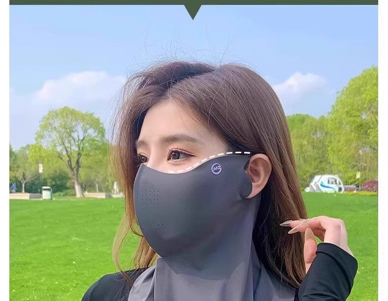 3D Neck Protection Sunscreen Mask Upf Anti-Ultraviolet Women's Face Kini Driving Ice Silk Breathable Summer Full Face