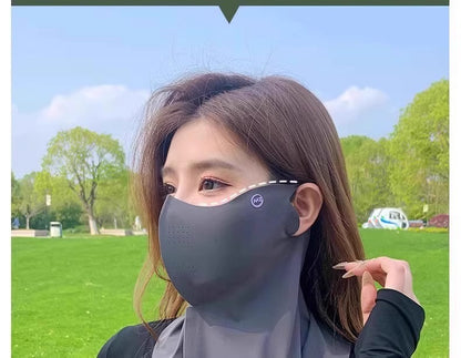 3D Neck Protection Sunscreen Mask Upf Anti-Ultraviolet Women's Face Kini Driving Ice Silk Breathable Summer Full Face