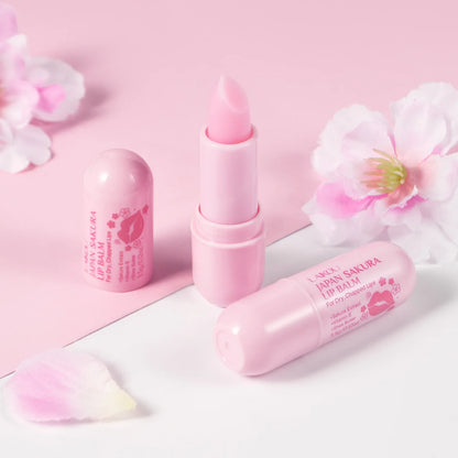 LAIKOU Japan Sakura Lip Balm 3.5g Shea Butter Vitamin E Nourishing Hydrating Moisturizer For Dry Chapped Lips Daily Lip Repair